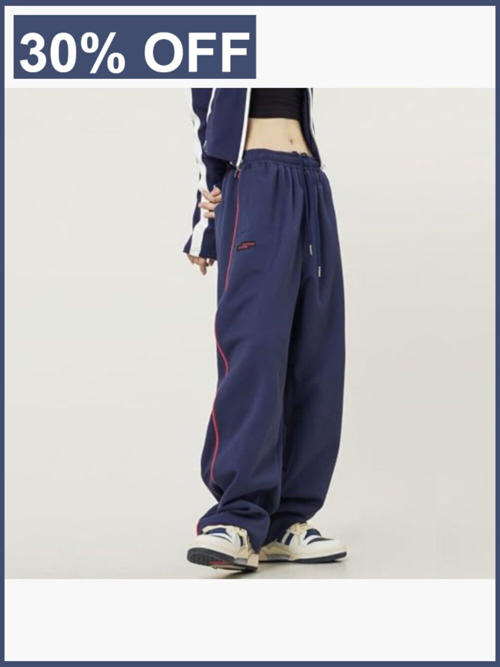 Y2K Baggy Wide Leg Joggers High Waisted Casual Track Pants - Picture 5 of 7